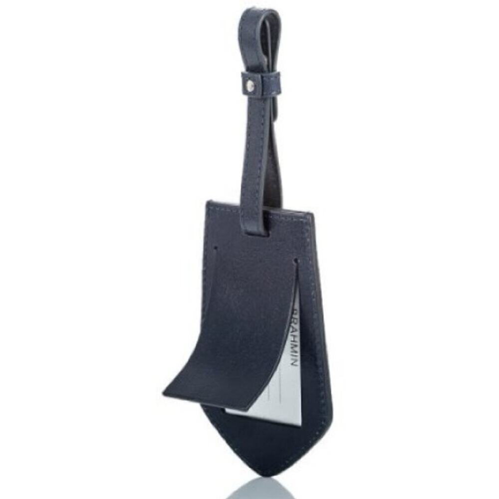 NWT * BRAHMIN Voyage Luggage Tag Navy Topsail Genuine Leather - $55.